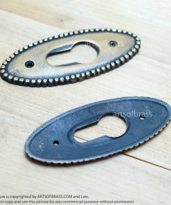 3.62" Lot of 2 pcs Vintage Brass Retro Entry Main door Key Hole Cover 12 DSC1573 resize