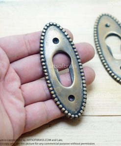 3.62" Lot of 2 pcs Vintage Brass Retro Entry Main door Key Hole Cover 13 DSC1574 resize