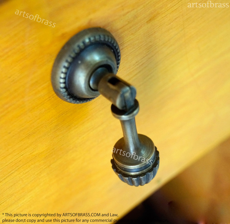 2.51" Lot 2 pcs NUTS CUDGEL Cabinet door Pull KNOB Antique Vintage Solid Brass 8 2.51" Lot 2 pcs NUTS CUDGEL Cabinet door Pull KNOB Antique Vintage Solid Brass - Image 6