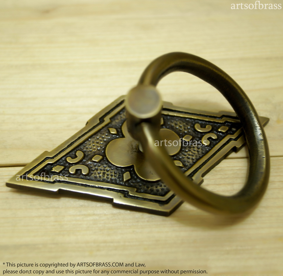 Vintage Flower Solid Brass Cabinet Ring Pulls - Set of 2 (3.74") 7 Vintage Flower Solid Brass Cabinet Ring Pulls - Set of 2 (3.74") - Image 5