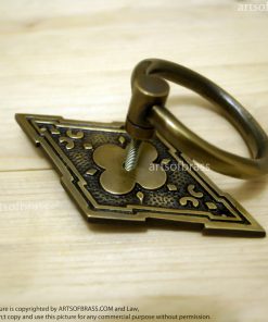 Vintage Flower Solid Brass Cabinet Ring Pulls - Set of 2 (3.74") 14 DSC2763 resize