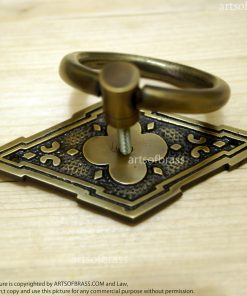 Vintage Flower Solid Brass Cabinet Ring Pulls - Set of 2 (3.74") 11 DSC2766 resize