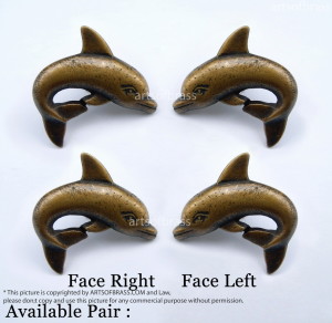 2 Set Pair 4 pcs Vintage DOLPHIN Cabinet ANTIQUE Pull KNOB Drawer N174 20 2 Set Pair 4 pcs Vintage DOLPHIN Cabinet ANTIQUE Pull KNOB Drawer