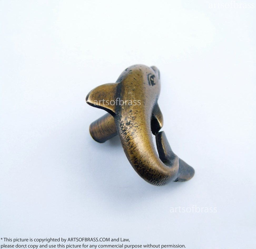 2 Set Pair 4 pcs Vintage DOLPHIN Cabinet ANTIQUE Pull KNOB Drawer N174 7 2 Set Pair 4 pcs Vintage DOLPHIN Cabinet ANTIQUE Pull KNOB Drawer N174 - Image 5