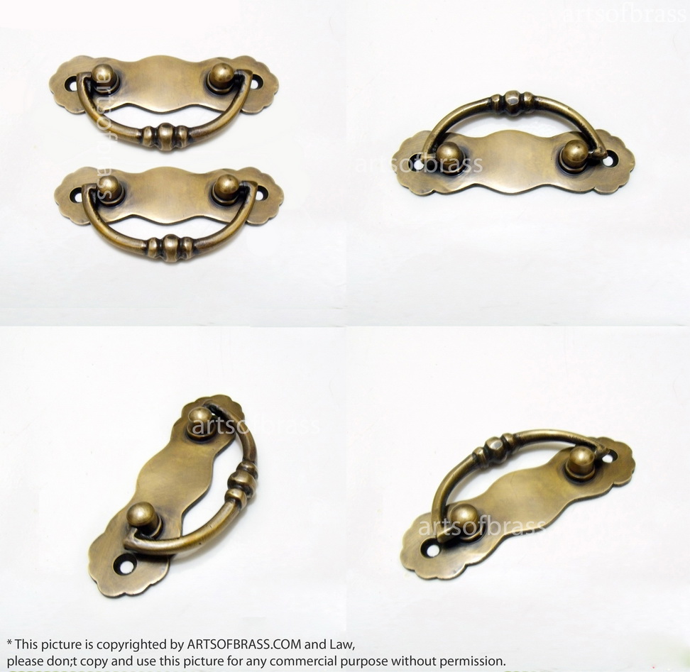 3.54" Solid Brass Cabinet Handle – Vintage Art Deco Drawer Pull Set of 2 6 vintage brass drawer knobs antique cabinet hardware