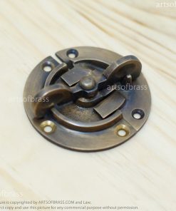 2.41" 2 pcs Vintage Retro Round Rotating Solid Brass Latch Door Box Lock 10 e DSC1029 resize