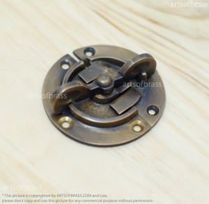 2.41" 2 pcs Vintage Retro Round Rotating Solid Brass Latch Door Box Lock 12 Retro Round Rotating Solid Brass Latch Door Lock