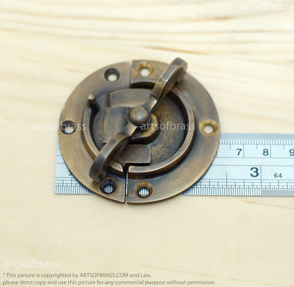 2.41" 2 pcs Vintage Retro Round Rotating Solid Brass Latch Door Box Lock 7 2.41" 2 pcs Vintage Retro Round Rotating Solid Brass Latch Door Box Lock - Image 5