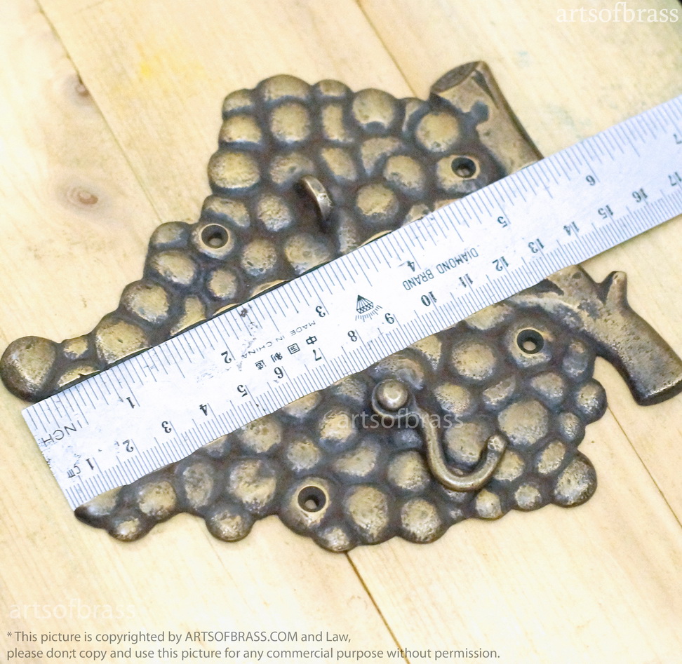 5.66" Vintage Grape Wine Bar Latch Lock Solid Brass Cabinet Door LATCH 9 5.66" Vintage Grape Wine Bar Latch Lock Solid Brass Cabinet Door LATCH - Image 7