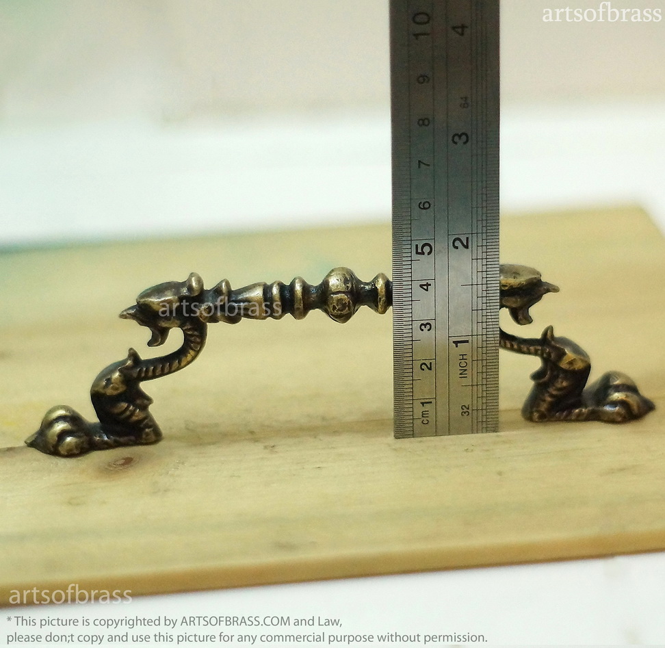 5.94" 2 pcs Vintage Gothic GARGOYLE Head Brass Drawer Handles Pulls 11 5.94" 2 pcs Vintage Gothic GARGOYLE Head Brass Drawer Handles Pulls - Image 9