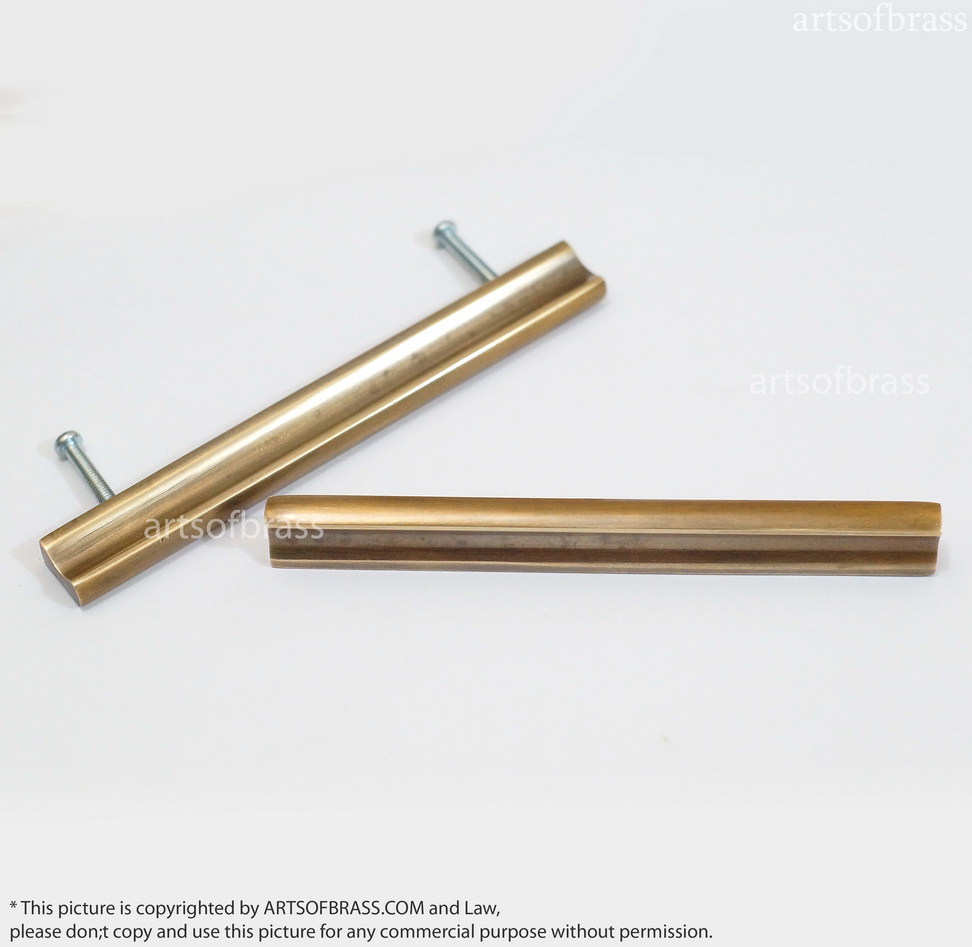 5.43" 2 pcs Vintage Retro Solid Handle Bar Brass Cabinet Drawer Knob Pull 6 5.43" 2 pcs Vintage Retro Solid Handle Bar Brass Cabinet Drawer Knob Pull - Image 4