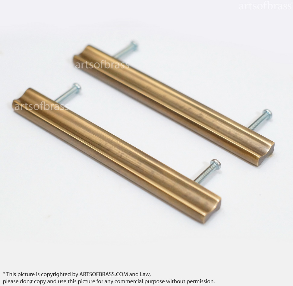 5.43" 2 pcs Vintage Retro Solid Handle Bar Brass Cabinet Drawer Knob Pull 5 5.43" 2 pcs Vintage Retro Solid Handle Bar Brass Cabinet Drawer Knob Pull - Image 3