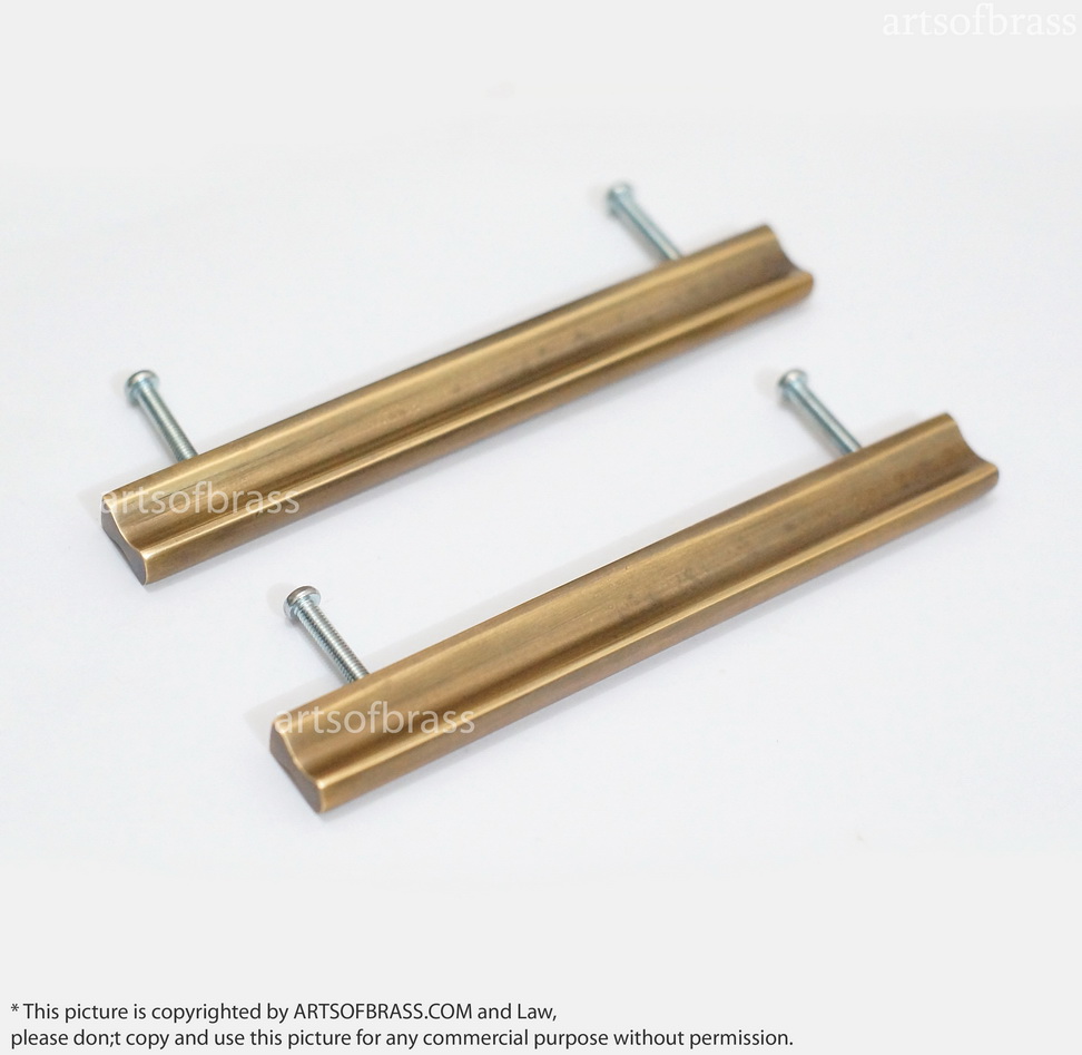 5.43" 2 pcs Vintage Retro Solid Handle Bar Brass Cabinet Drawer Knob Pull 3 5.43" 2 pcs Vintage Retro Solid Handle Bar Brass Cabinet Drawer Knob Pull