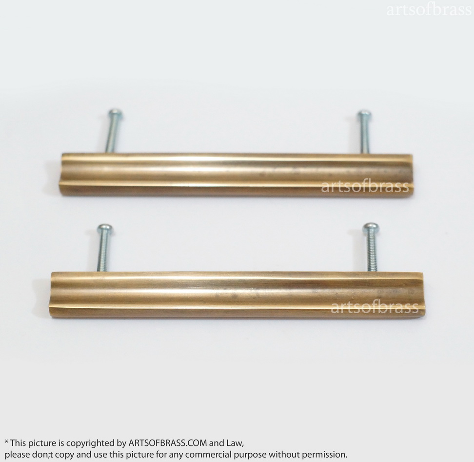 5.43" 2 pcs Vintage Retro Solid Handle Bar Brass Cabinet Drawer Knob Pull 4 5.43" 2 pcs Vintage Retro Solid Handle Bar Brass Cabinet Drawer Knob Pull - Image 2