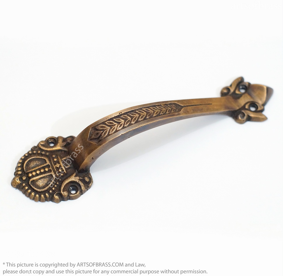 6.77" Inches 2 pcs Vintage Victorian Crown Brass Handles Cabinet Knob Pull 6 6.77" Inches 2 pcs Vintage Victorian Crown Brass Handles Cabinet Knob Pull - Image 4
