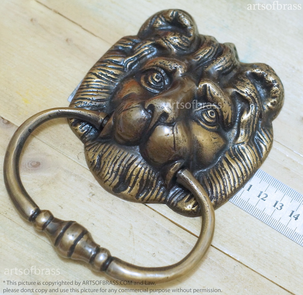 6.22" Vintage Solid Brass Lion Door KNOCKER and Door knocker Protector 9 6.22" Vintage Solid Brass Lion Door KNOCKER and Door knocker Protector - Image 7