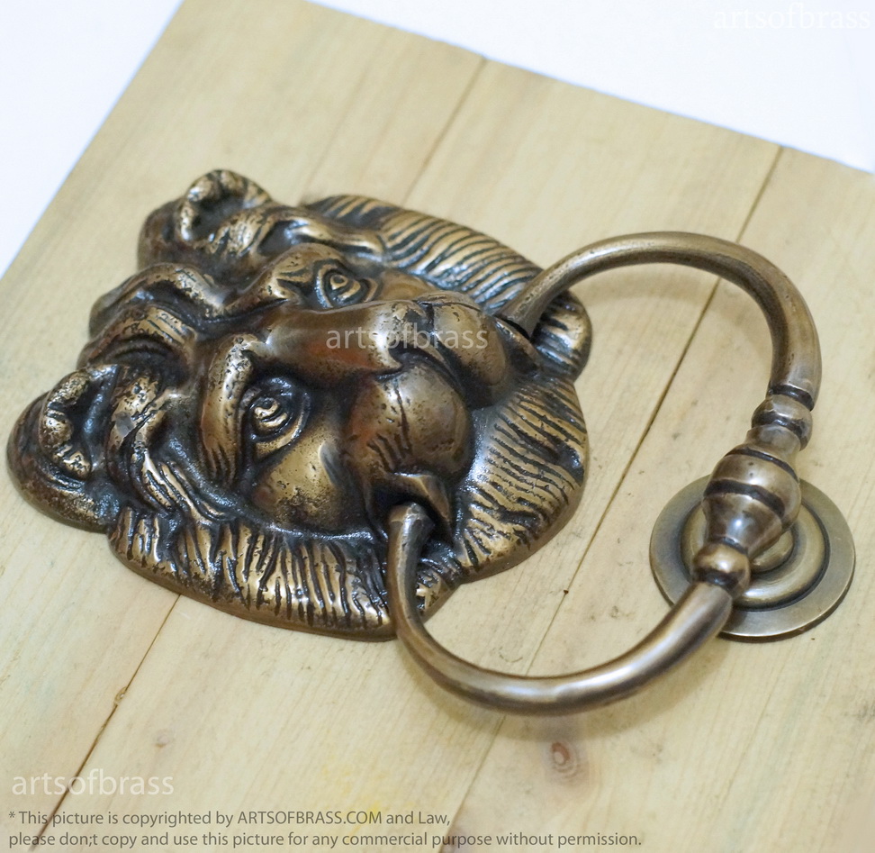 6.22" Vintage Solid Brass Lion Door KNOCKER and Door knocker Protector 4 6.22" Vintage Solid Brass Lion Door KNOCKER and Door knocker Protector - Image 2