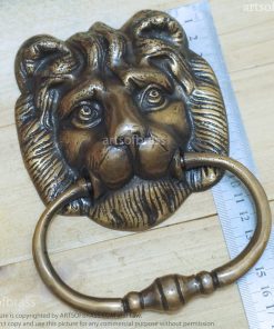 6.22" Vintage Solid Brass Lion Door KNOCKER and Door knocker Protector 15 eDSC00598 resize