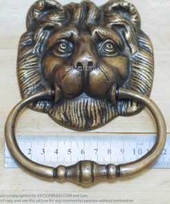 6.22" Vintage Solid Brass Lion Door KNOCKER and Door knocker Protector 14 eDSC00599 resize