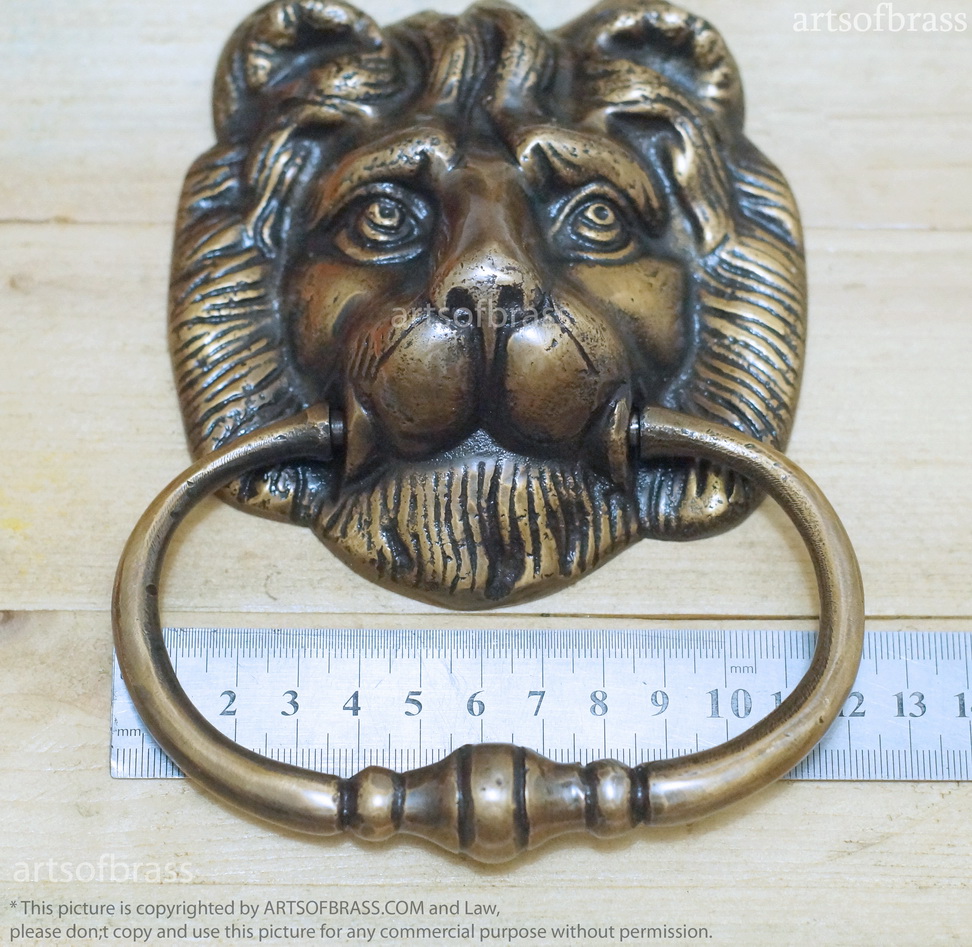 6.22" Vintage Solid Brass Lion Door KNOCKER and Door knocker Protector 7 6.22" Vintage Solid Brass Lion Door KNOCKER and Door knocker Protector - Image 5