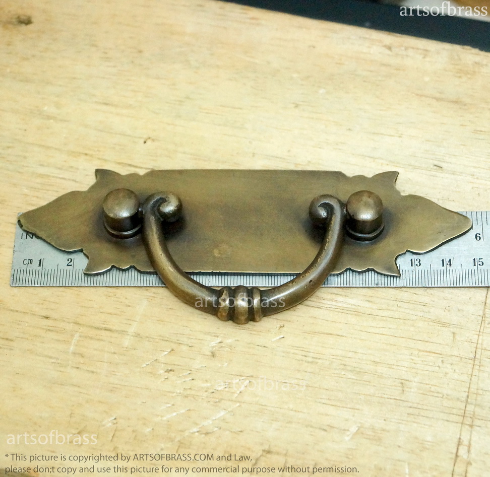 5.82" 2 pcs Vintage Art Deco Brass Drawer Pulls Cabinet Drawer Handle 8 5.82" 2 pcs Vintage Art Deco Brass Drawer Pulls Cabinet Drawer Handle - Image 6