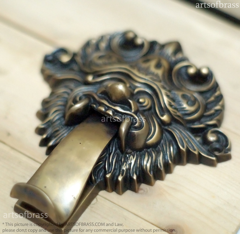 Ancient Balinese Solid Brass BARONG Door Knocker - 5.51" Inches 4 Ancient Balinese Solid Brass BARONG Door Knocker - 5.51" Inches - Image 2