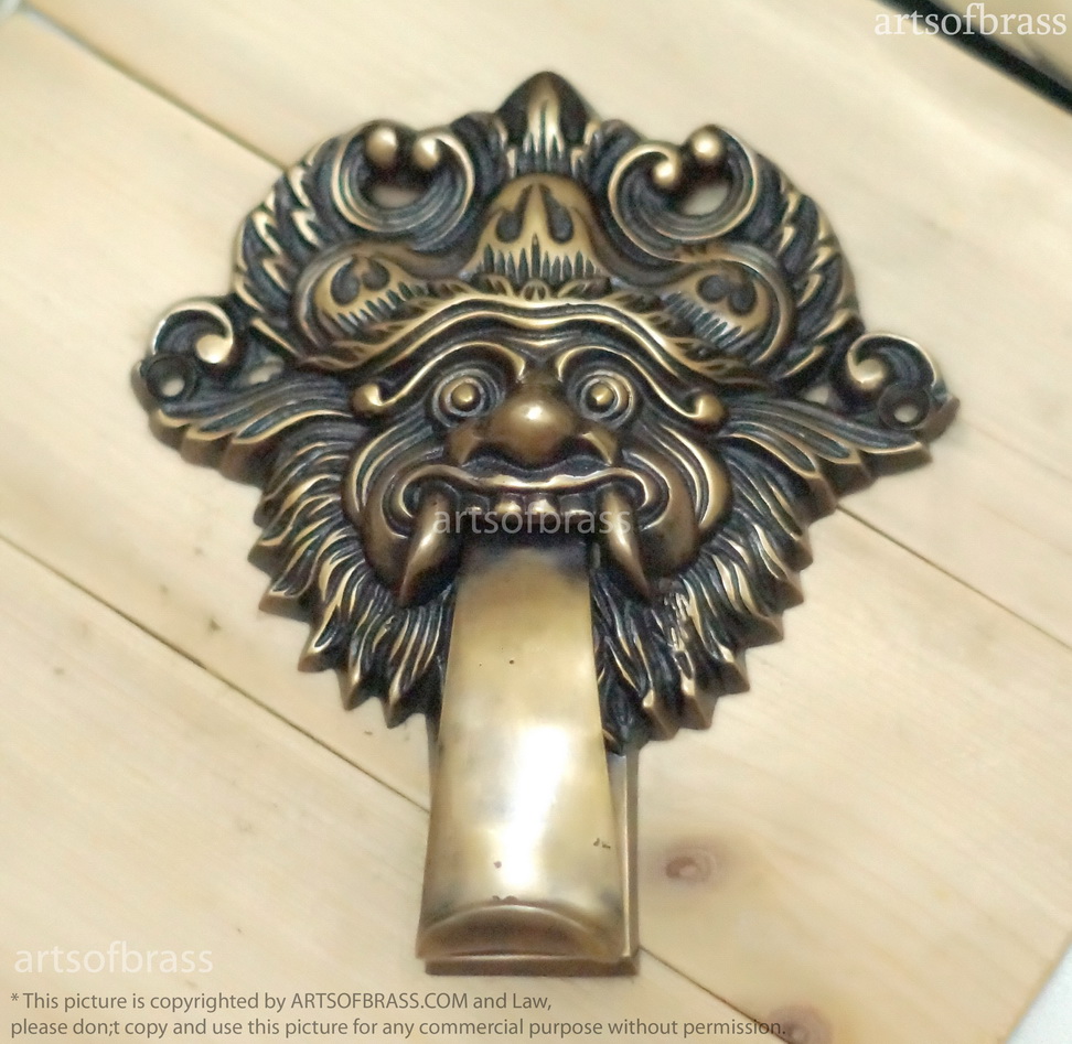 Ancient Balinese Solid Brass BARONG Door Knocker - 5.51" Inches 3 Ancient Balinese Solid Brass BARONG Door Knocker - 5.51" Inches