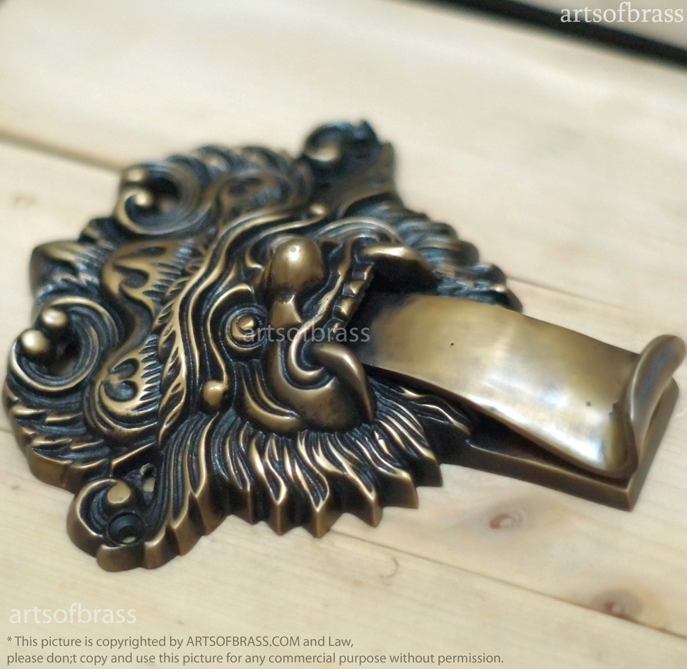 Ancient Balinese Solid Brass BARONG Door Knocker - 5.51" Inches 6 Ancient Balinese Solid Brass BARONG Door Knocker - 5.51" Inches - Image 4