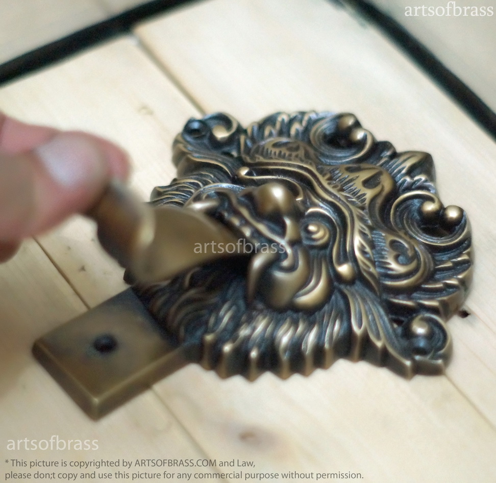 Ancient Balinese Solid Brass BARONG Door Knocker - 5.51" Inches 7 Ancient Balinese Solid Brass BARONG Door Knocker - 5.51" Inches - Image 5
