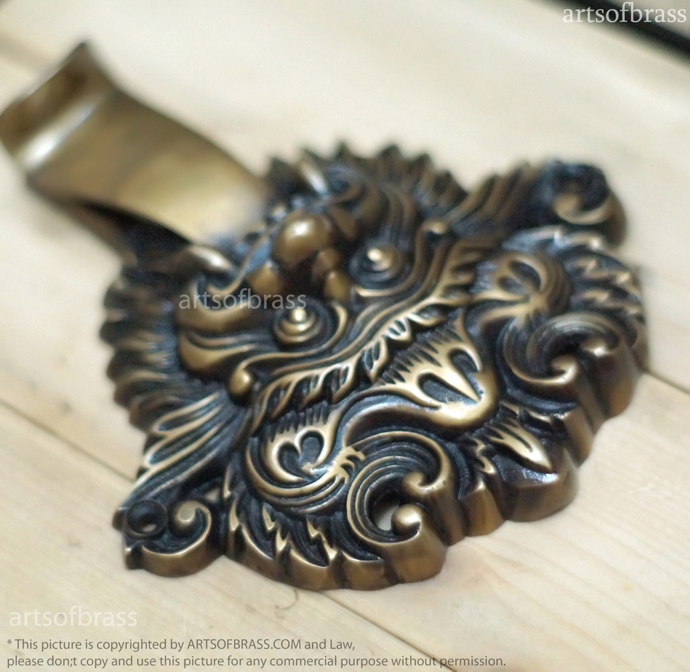 Ancient Balinese Solid Brass BARONG Door Knocker - 5.51" Inches 8 Ancient Balinese Solid Brass BARONG Door Knocker - 5.51" Inches - Image 6