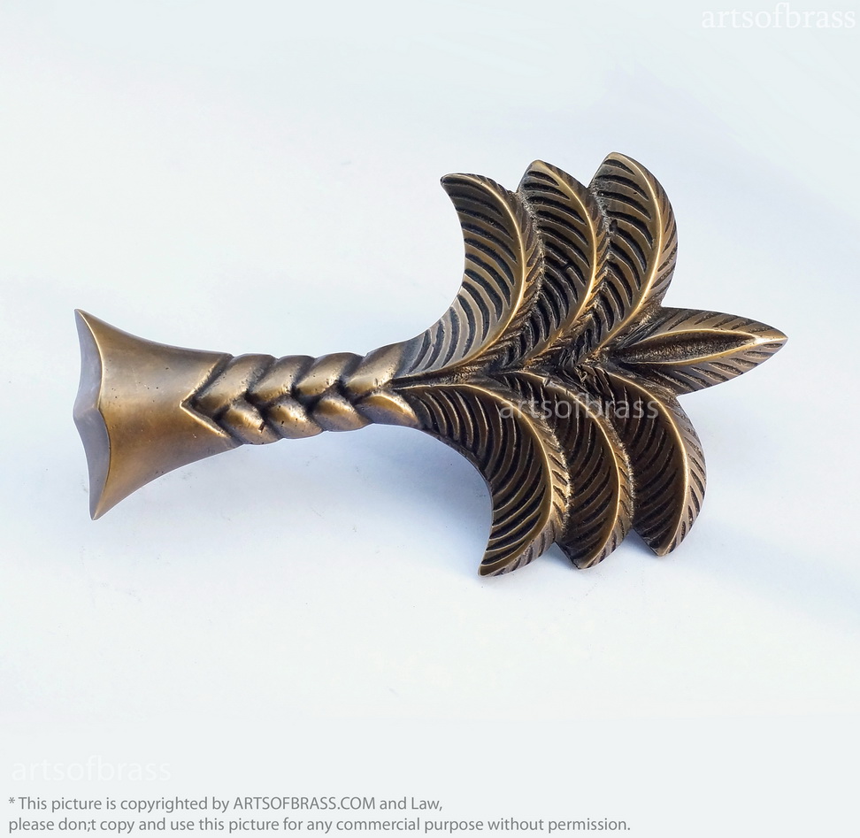 5.90" 2 pcs Vintage Big COCONUT PALM TREE Cabinet Brass Handle Knob Pulls 5 5.90" 2 pcs Vintage Big COCONUT PALM TREE Cabinet Brass Handle Knob Pulls - Image 3