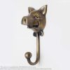 5.60" VINTAGE Solid Brass Baby PIG Head Strong Wall Hook Hat Coat Hanger 2 e DSC1199 resize