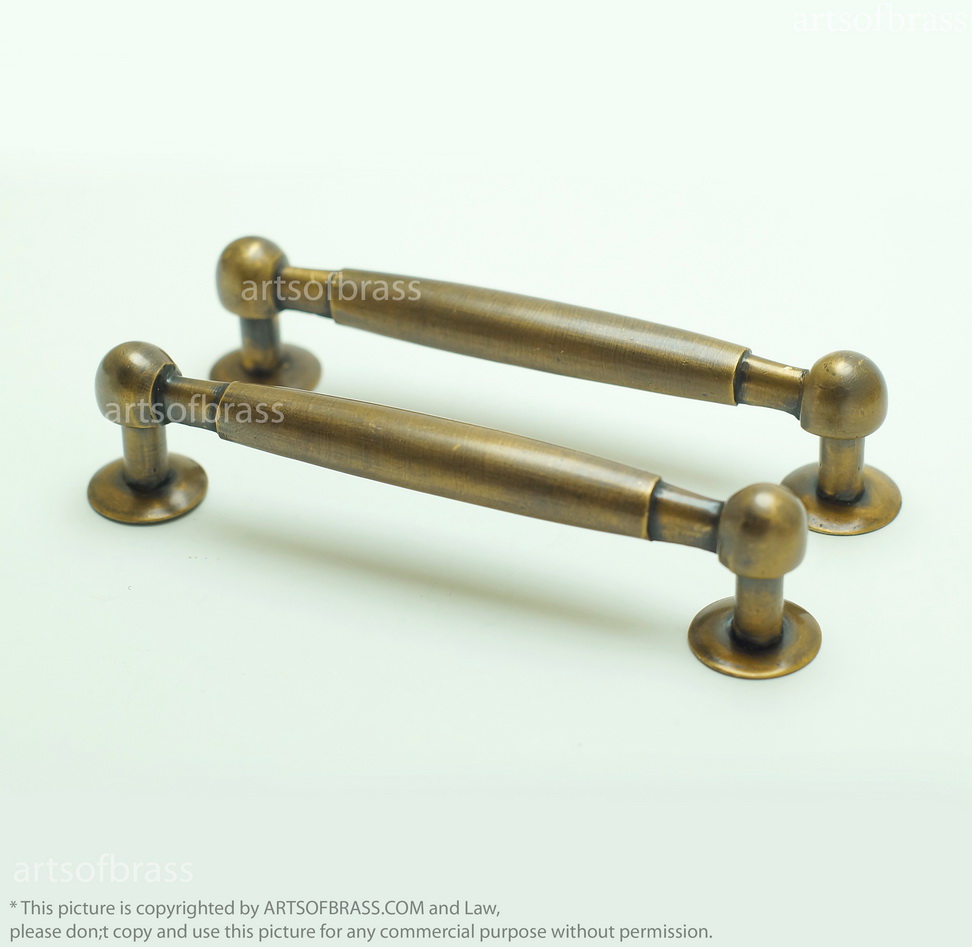 5.31" 2 pcs Vintage Ball Tip Handle Brass Closet Cabinet Door Drawer Pull 3 5.31" 2 pcs Vintage Ball Tip Handle Brass Closet Cabinet Door Drawer Pull