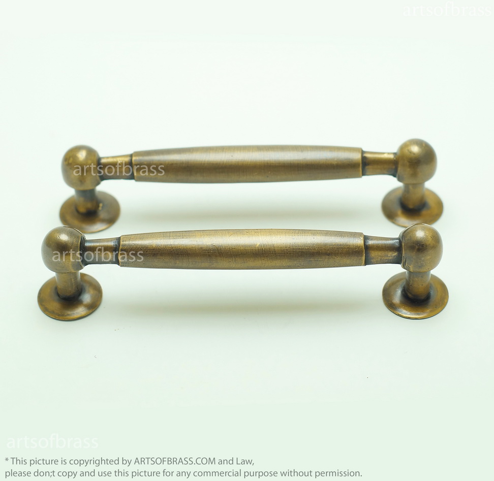 5.31" 2 pcs Vintage Ball Tip Handle Brass Closet Cabinet Door Drawer Pull 4 5.31" 2 pcs Vintage Ball Tip Handle Brass Closet Cabinet Door Drawer Pull - Image 2