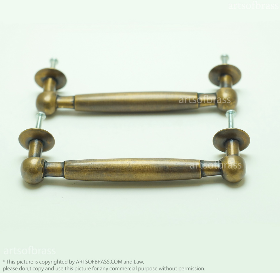 5.31" 2 pcs Vintage Ball Tip Handle Brass Closet Cabinet Door Drawer Pull 5 5.31" 2 pcs Vintage Ball Tip Handle Brass Closet Cabinet Door Drawer Pull - Image 3