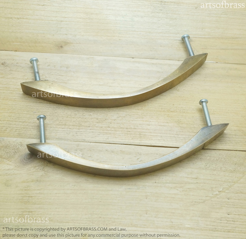 5.43" 2 pcs Vintage Retro Straight Line Cabinet Dresser Brass Pull Handles 6 5.43" 2 pcs Vintage Retro Straight Line Cabinet Dresser Brass Pull Handles - Image 4