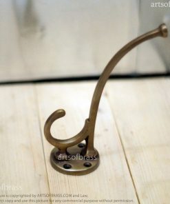 5.70" 2 pcs Vintage Round Brass HOOKS Strong Solid Brass Wall Mount Hooks 12 e DSC3304 resize
