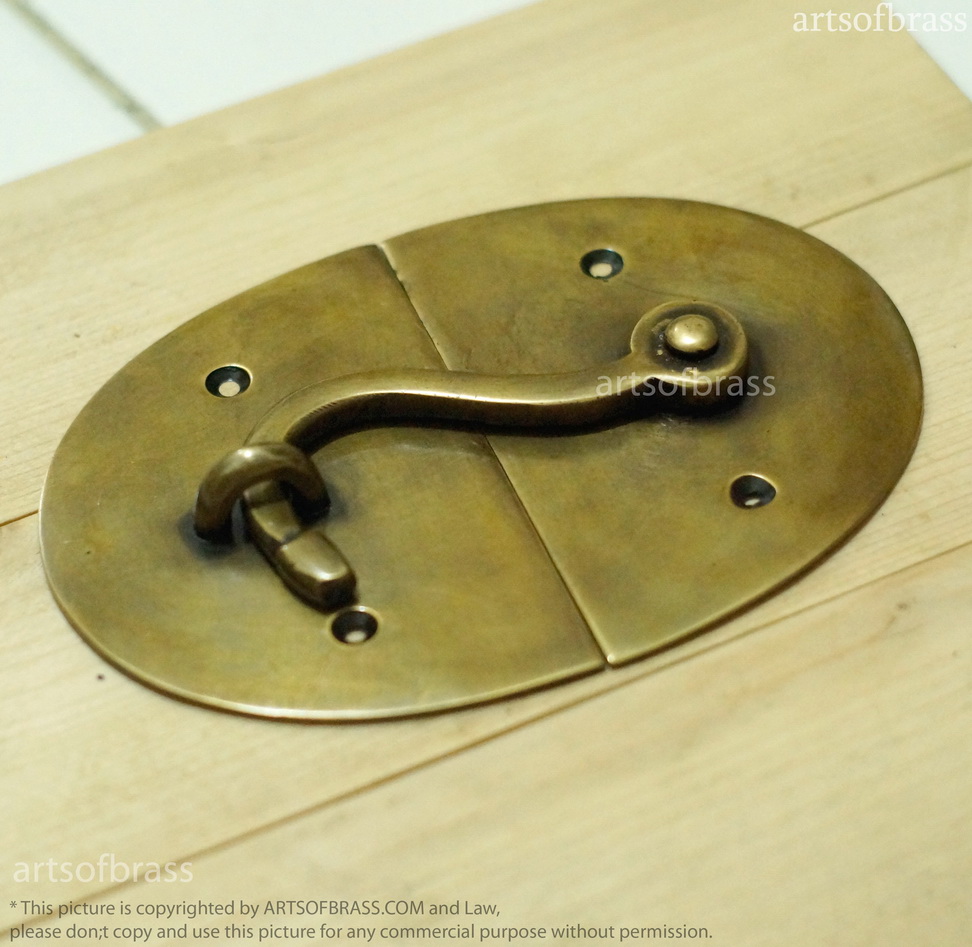 5.78" Inches Vintage BIG Round LATCH Hook Solid Brass Safe Gate Door Lock 3 5.78" Inches Vintage BIG Round LATCH Hook Solid Brass Safe Gate Door Lock