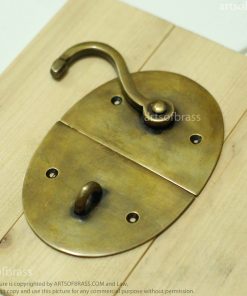 5.78" Inches Vintage BIG Round LATCH Hook Solid Brass Safe Gate Door Lock 10 e DSC3435 resize