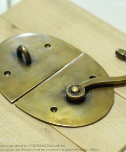 5.78" Inches Vintage BIG Round LATCH Hook Solid Brass Safe Gate Door Lock 11 e DSC3436 resize