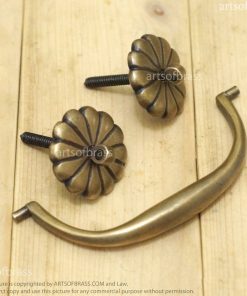 Elegant Brass Cabinet Knob and Bail Handle Set – Classic Rosette Drawer Pull - 5.51" in 20 decorative brass drawer pull set with rosette design
