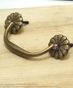 Elegant Brass Cabinet Knob and Bail Handle Set – Classic Rosette Drawer Pull - 5.51" in 18 brass knob and handle set for cabinet drawers