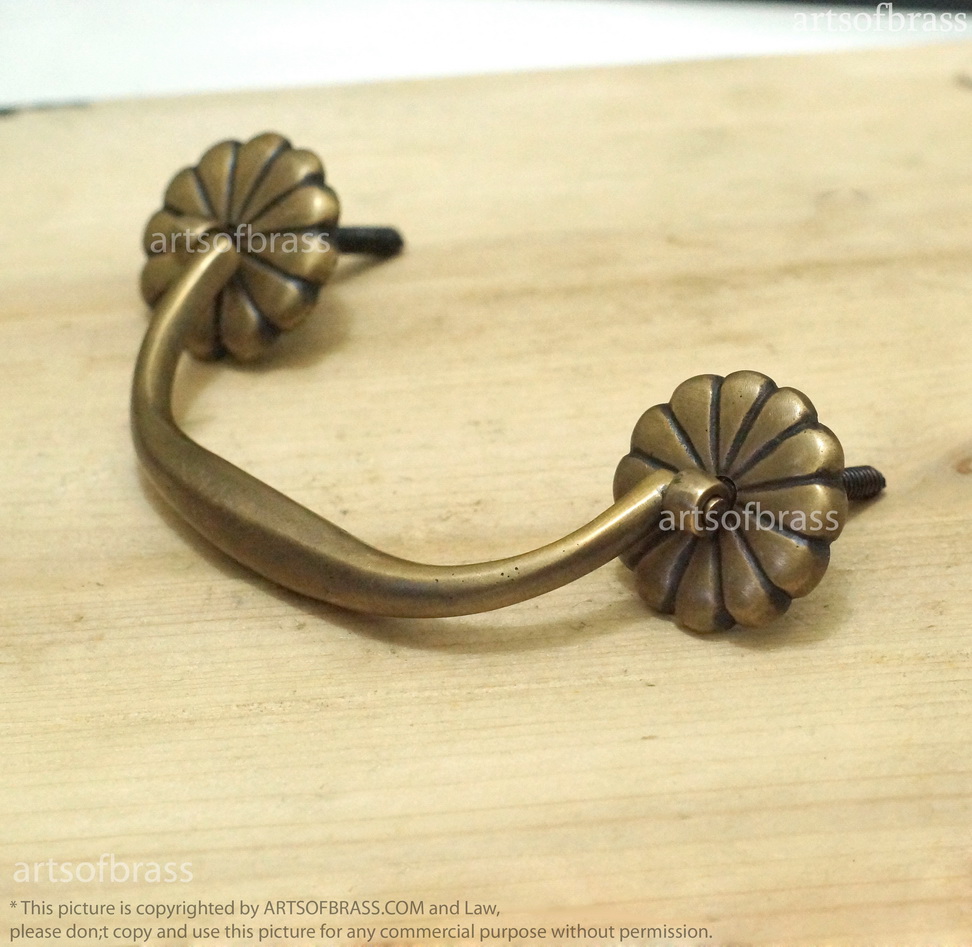 Elegant Brass Cabinet Knob and Bail Handle Set – Classic Rosette Drawer Pull - 5.51" in 8 brass knob and handle set for cabinet drawers