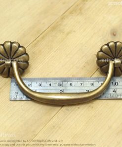 Elegant Brass Cabinet Knob and Bail Handle Set – Classic Rosette Drawer Pull - 5.51" in 22 vintage brass cabinet pull set floral rosette pattern