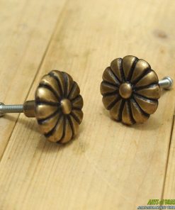 Elegant Brass Cabinet Knob and Bail Handle Set – Classic Rosette Drawer Pull - 5.51" in 17 vintage brass cabinet knob and bail handle decorative set