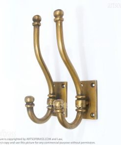 Brass Wall Coat Hook 6.50" – Solid Brass Antique Hook Set of 2 10 brass wall hook for coat hat and home decor