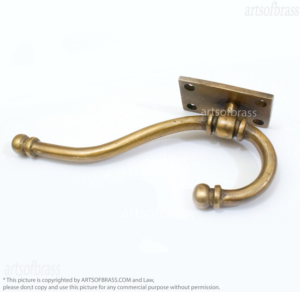 Brass Wall Coat Hook 6.50" – Solid Brass Antique Hook Set of 2 13 brass wall coat hook 6.50 inch antique strong hook set of 2