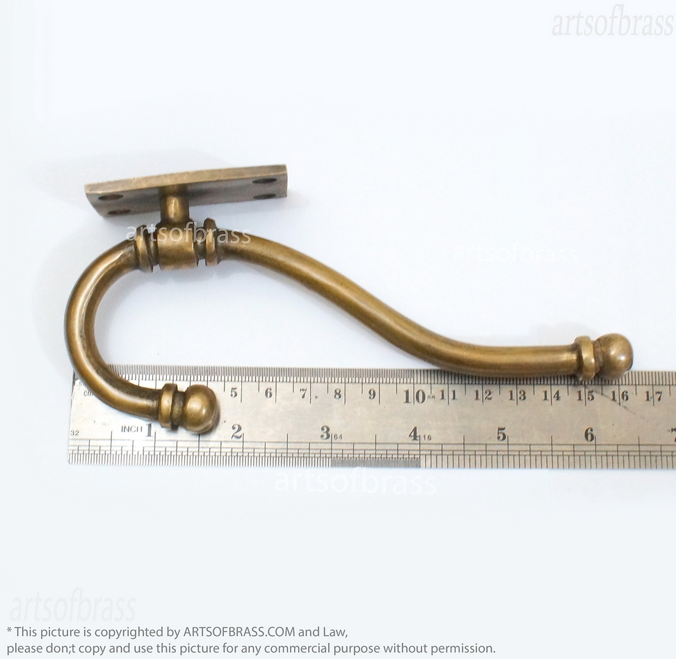 Brass Wall Coat Hook 6.50" – Solid Brass Antique Hook Set of 2 6 vintage brass hook strong wall mount coat hanger