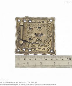 Brass Padlock and Latch Set – Solid Brass Engraved Cabinet Box Lock 27 vintage brass cabinet lock with engraved latch
