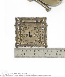 Brass Padlock and Latch Set – Solid Brass Engraved Cabinet Box Lock 26 brass lock set for trunk and wooden box